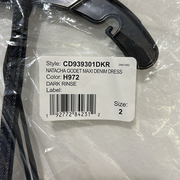 Alice + Olivia Natacha Godet Maxi Denim Dress In Dark Rinse - 2 - Picture 5 of 7